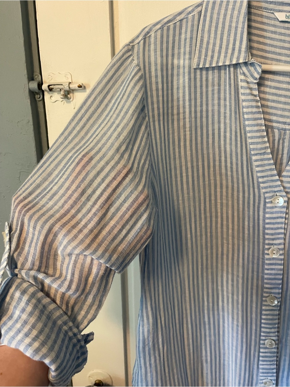 blue island Blue and White Striped Button Shirt - Picture 4 of 9
